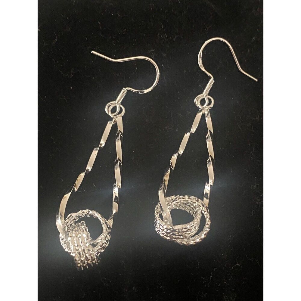 925 Sterling Silver Long Circle Earrings